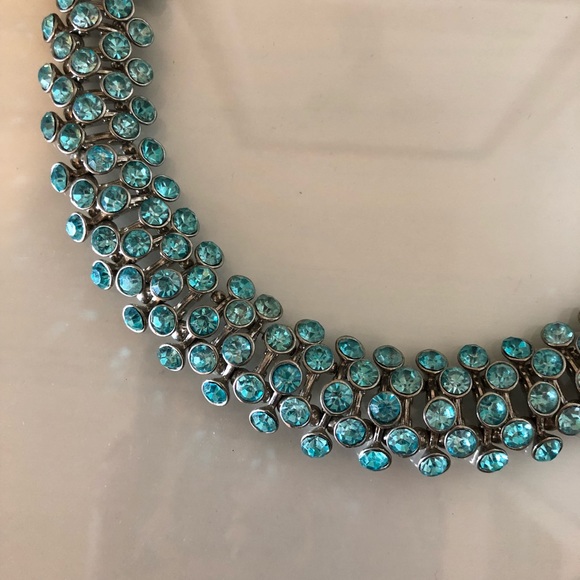 Blue Rhinestone Statement Necklace - Picture 2 of 5